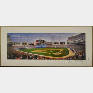 Seven Framed Offset Lithograph Baseball Prints