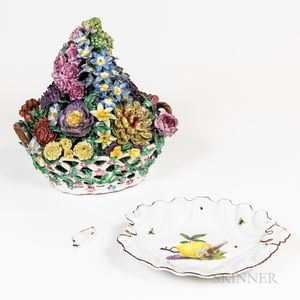 Meissen-type Floral Centerpiece and a Chelsea Lemon Plate