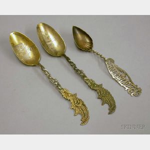 Three Sterling Silver Provincetown/Cape Cod Souvenir Spoons.