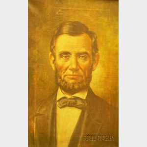 Framed Oil on Canvas Portrait of Abraham Lincoln