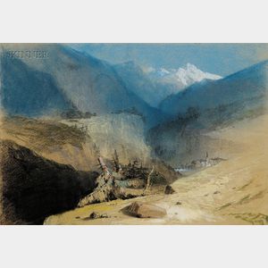 Attributed to Joseph Geldart (British, 1808-1882) Alpine Vista.