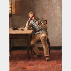 Evert Pieters (Dutch, 1856-1932) A Quiet Smoke