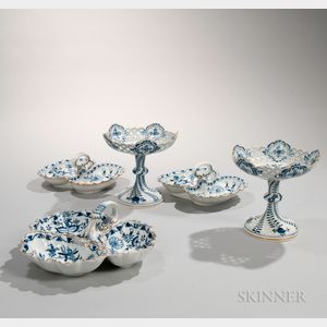 Five Meissen "Blue Onion" Pattern Porcelain Serving Pieces