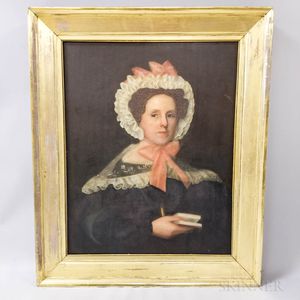 American School, 19th Century Portrait of a Woman with Bonnet