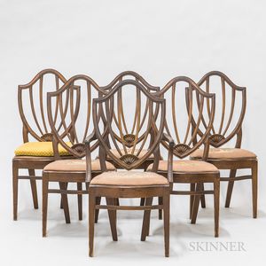 Set of Six Federal-style Carved Mahogany Dining Chairs