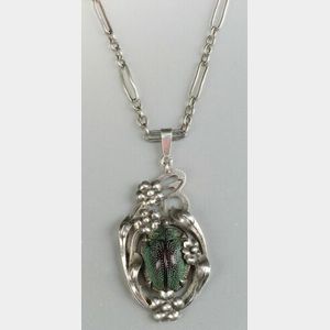 Sterling Silver Scarab Beetle Necklace
