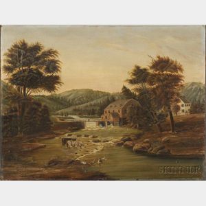 Harry A. Learned (American, 1844-1893) River Mill Scene.
