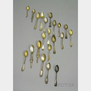 Group of Twenty Sterling Silver and Silver Plated Souvenir Spoons.
