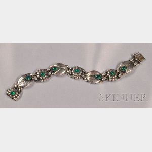 Sterling Silver and Green Onyx Bracelet, Georg Jensen