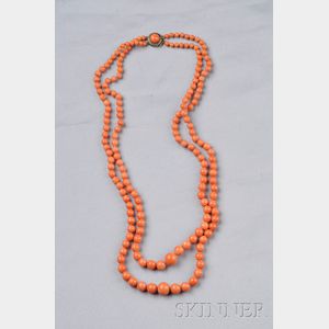 Coral Double Strand Necklace