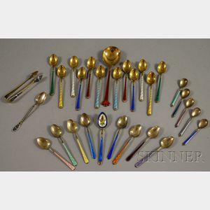 Group of Enameled Silver Spoons