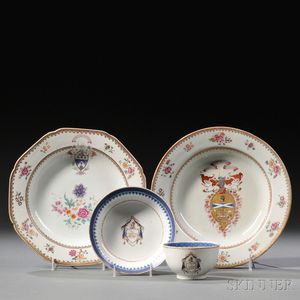 Four Chinese Export Porcelain Armorial Dishes