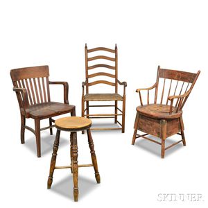 Three Chairs and a Stool. 