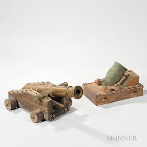 Two Reproduction Bronze Cannons