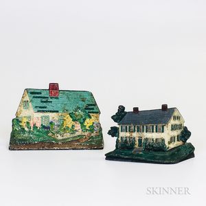 Polychrome Cast Iron Nathaniel Green House Doorstop and an Eastern Specialty Cottage-form Doorstop