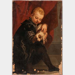 Italian School, 17th Century Style Child Holding a Dog