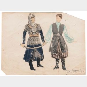 Fedor Fedorovich Fedorovsky (Russian, 1883-1955) Costume Sketches for Prince Igor (Opera by Borodin)