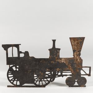Black-painted Sheet Iron Locomotive Weathervane