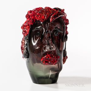 Man with Red Hair Art Glass Sculpture Attributed to Evan Binkley