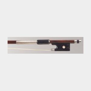 French Silver Mounted Viola Bow, Nicolas Maire, c. 1860