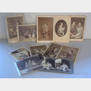 Approximately Sixty Japanese Small Format Photographs, Stereopticon Slides, and Cards.