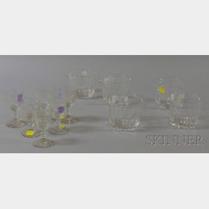 Eleven Colorless Glass Wine Serving Pieces
