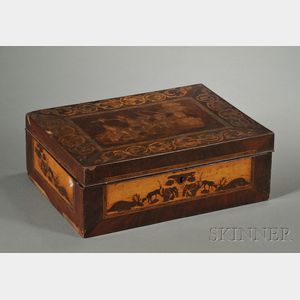 South German Marquetry Inlaid and Mahogany Veneered Necessaire Box