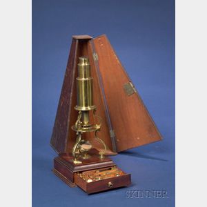 English Lacquered Brass Culpeper-Type Microscope by Smith