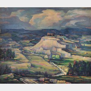 Arthur Gibbes Burton (American, 1883-1969) Landscape with Butte