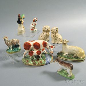 Eight Staffordshire Animal Figures
