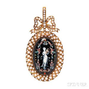 Antique Gold, Pearl, and Enamel Pendant