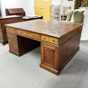 George III-style Leather-top Mahogany Partner's Desk