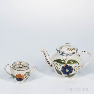 Two Pearlware Teapots