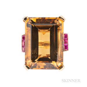 Retro 14kt Gold and Citrine Ring