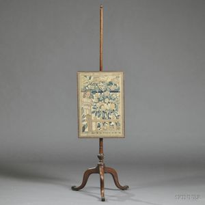 Georgian-style Mahogany Pole Screen with Flemish Verdure Tapestry Fragment