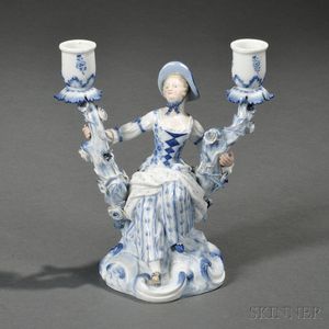 Meissen Porcelain Figural Two-light Candelabra