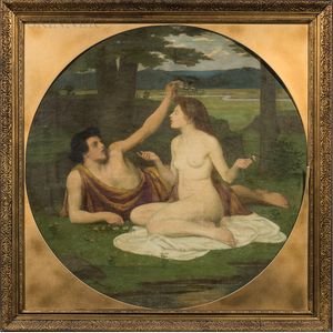 Manner of Pierre Puvis de Chavannes (French, 1824-1898) Lovers in Arcadia