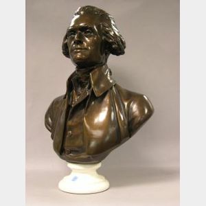 Painted Plaster Bust of Thomas Jefferson.