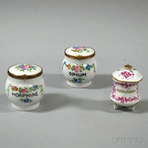 Three Continental Porcelain Apothecary Jars