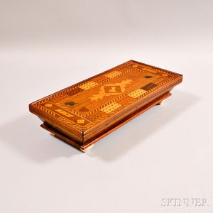 Inlaid Mahogany Game Board Box with Drawer