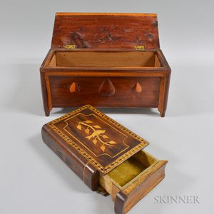 Marquetry Book-form Box and a Heart-carved Box