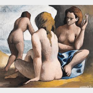 Federico Castellón (Spanish/American, 1914-1971) Three Nudes at the Shore
