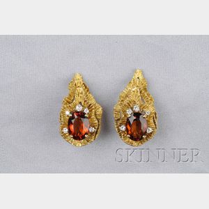 18kt Gold, Platinum, Citrine, and Diamond Earclips, H. Stern