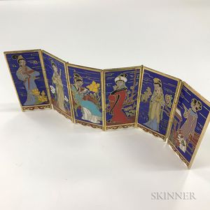 Miniature Cloisonne Six-panel Folding Screen