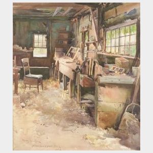 Henry Webster Rice (American, 1853-1934) Kennebunkport Workshop Interior