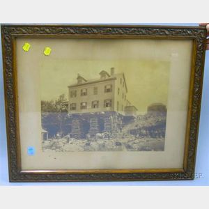 Framed Early 20th Century Photograph Depicting a Boston Area House being Jacked-up