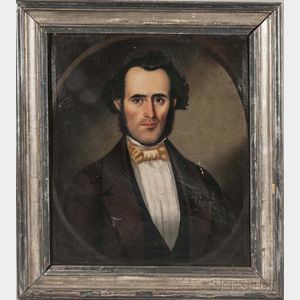 American School, 19th Century Portrait of a Man Wearing a Cream-colored Bow Tie