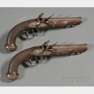 Sold at auction Double-barrel Percussion Pocket Pistol and a Brass Flare  Pistol Auction Number 2527M Lot Number 159