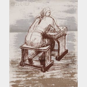 Henry Moore (British, 1898-1986) Girl Seated at Desk III