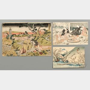 Seven Assorted Woodblock Prints
